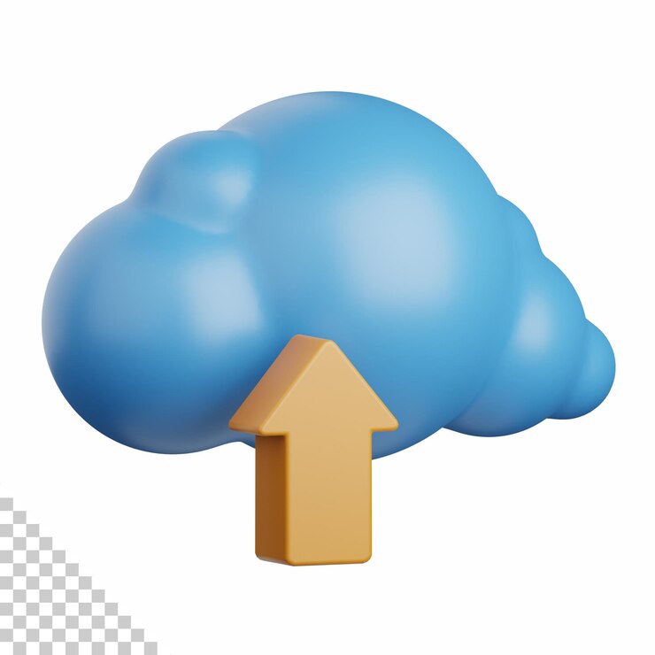 PSD renderización 3d de carga en la nube aislada útil para la nube, red, computación, tecnología, base de datos, servidor y elemento de diseño de conexión