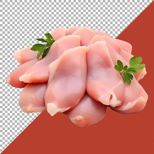 PSD renderización 3d de una carne cruda de pollo en un fondo transparente generado por ai