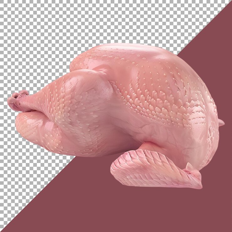 PSD renderización 3d de una carne de pollo cruda en un fondo transparente generada por ai