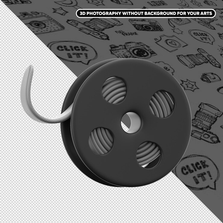 PSD renderización 3d de un carrete de película para fotografía con un fondo transparente