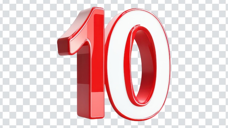 PSD renderización 3d de un cartel de descuento del 10 por ciento en color rojo en negrita ideal para campañas de marketing y promoción centradas en ventas y promociones