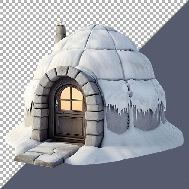 PSD renderización 3d de una casa de hielo de iglú en un fondo transparente generada por ai