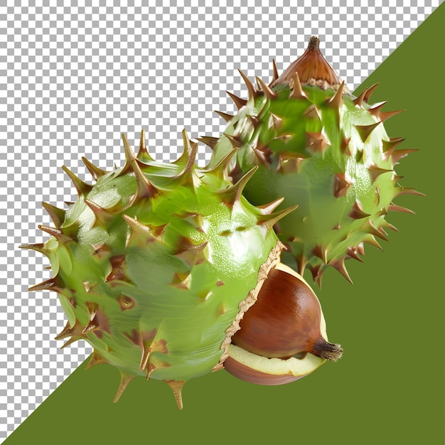PSD renderización 3d de una castaña en un fondo transparente generado por ai