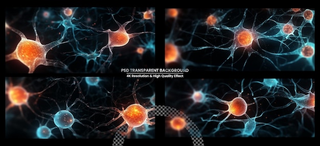 PSD renderización 3d de las células nerviosas activas