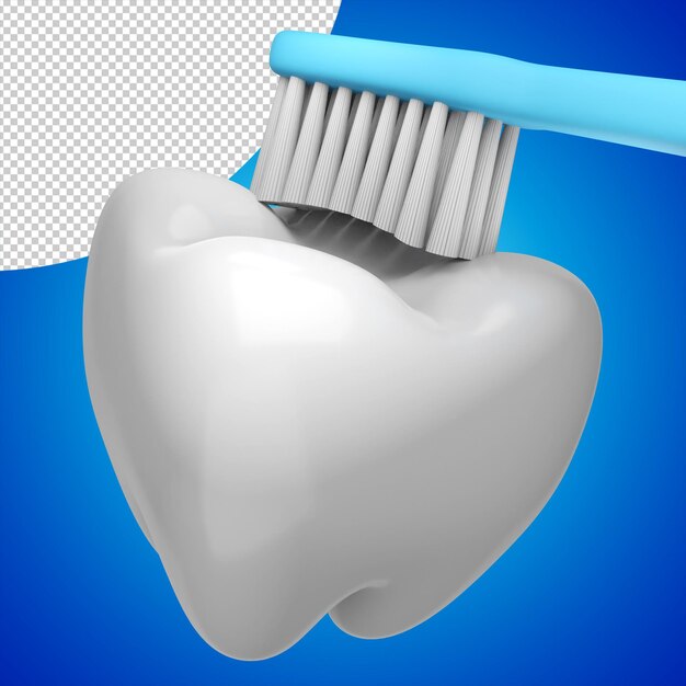 Renderización en 3d de un cepillo de dientes que se cepilla los dientes