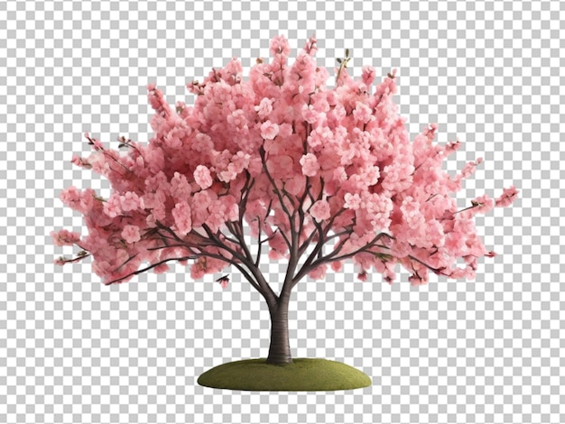 Renderización 3d de un cerezo en un objeto transparente