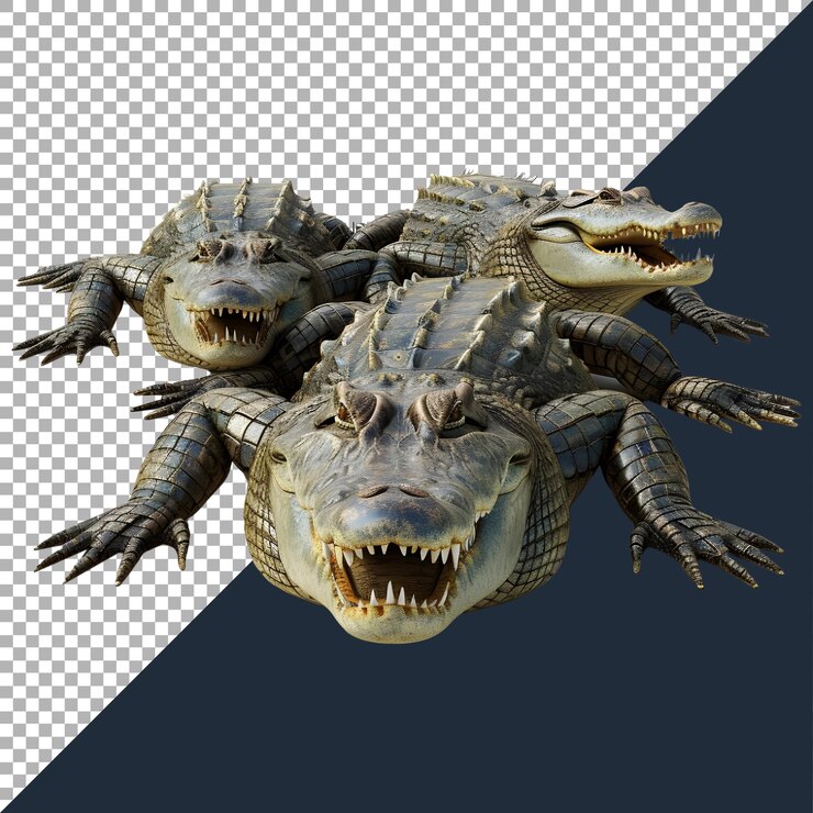 PSD renderización 3d de un cocodrilo en un fondo transparente generado por ai