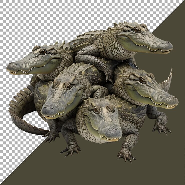 PSD renderización 3d de un cocodrilo en un fondo transparente generado por ai
