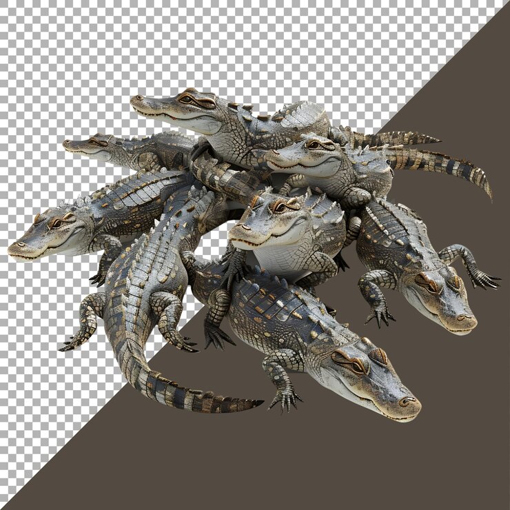 PSD renderización 3d de un cocodrilo en un fondo transparente generado por ai