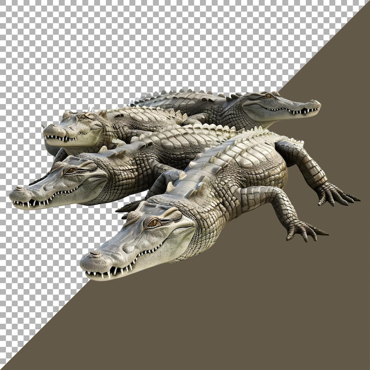 PSD renderización 3d de un cocodrilo en un fondo transparente generado por ai