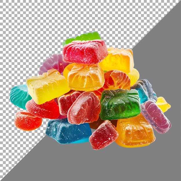 PSD renderización 3d de un colorido caramelo de jalea de fondo transparente generado por ai