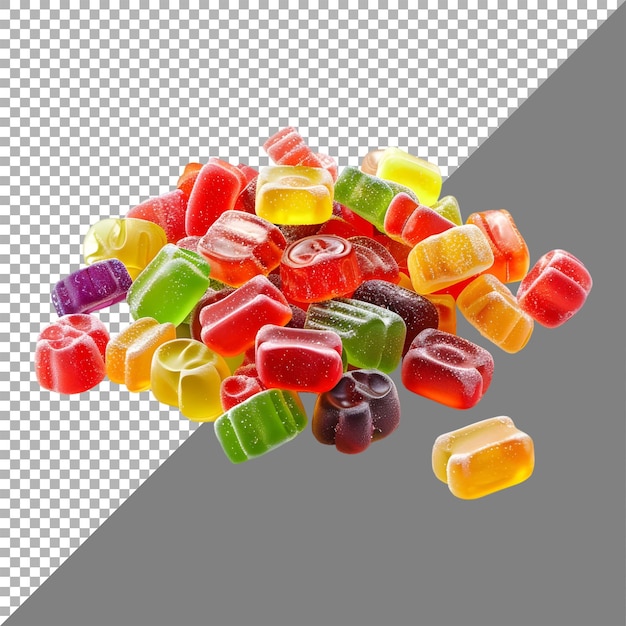 Renderización 3d de un colorido caramelo de jalea de fondo transparente generado por ai