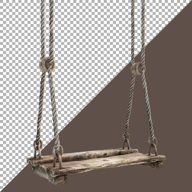 PSD renderización 3d de un columpio de madera en un fondo transparente generado por ai