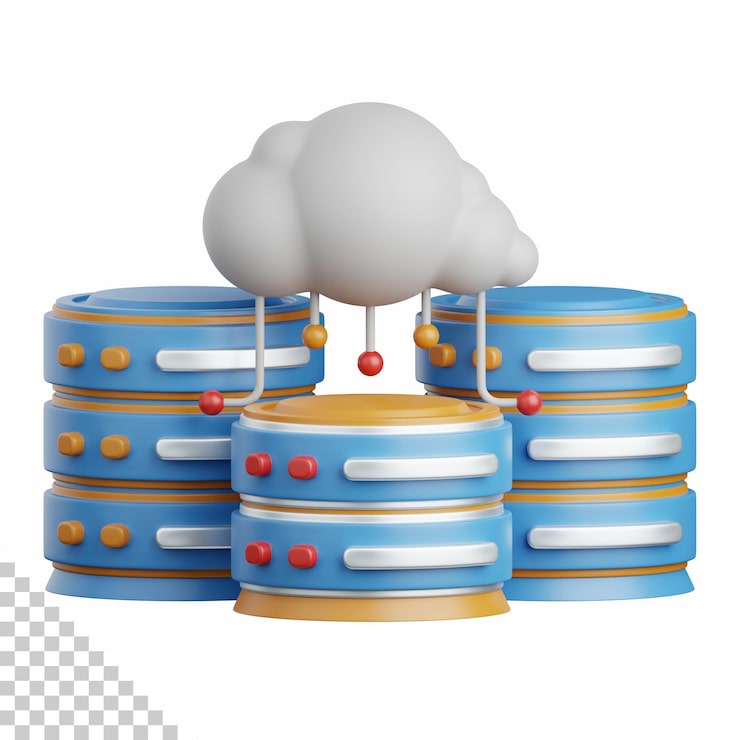 PSD renderización 3d de computación en la nube aislada útil para la tecnología, programación, desarrollo, codificación, software, aplicación, computación, servidor y elemento de diseño de conexión