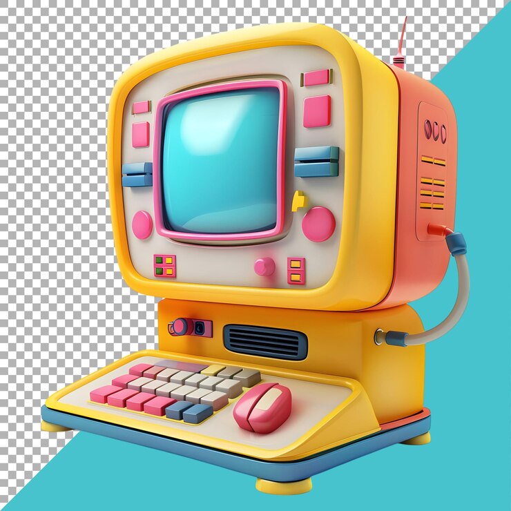 PSD renderización 3d de una computadora de juguete para bebés en un fondo transparente generada por ai