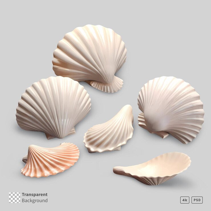 Renderización en 3D de conchas marinas