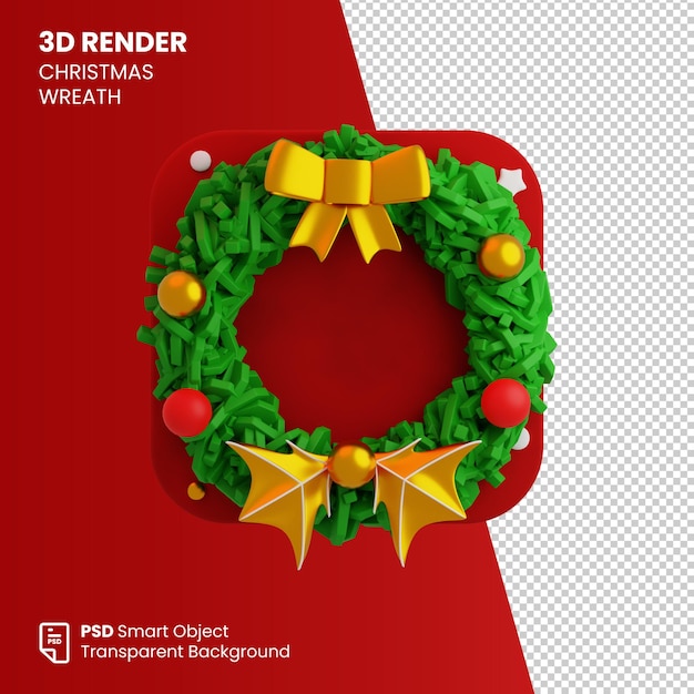 PSD renderización 3d de la corona de navidad