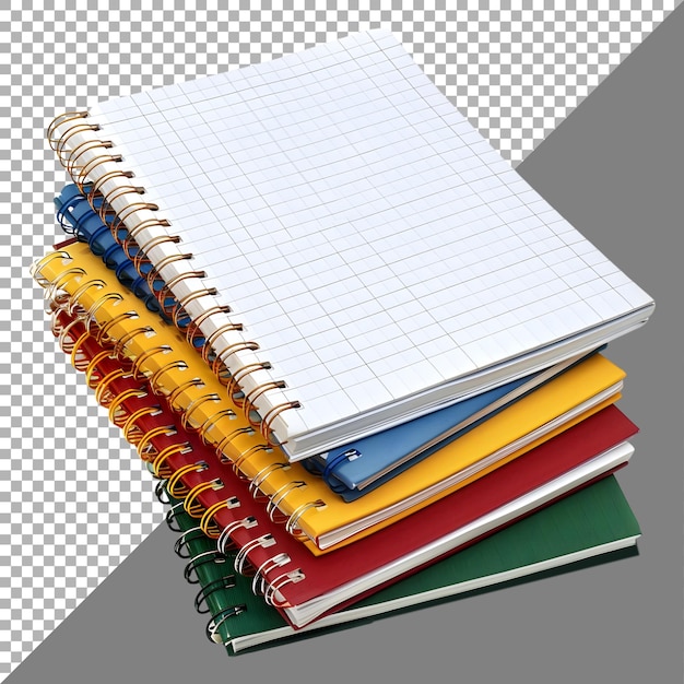 Renderización 3d de un cuaderno con pluma en un fondo transparente generado por ai