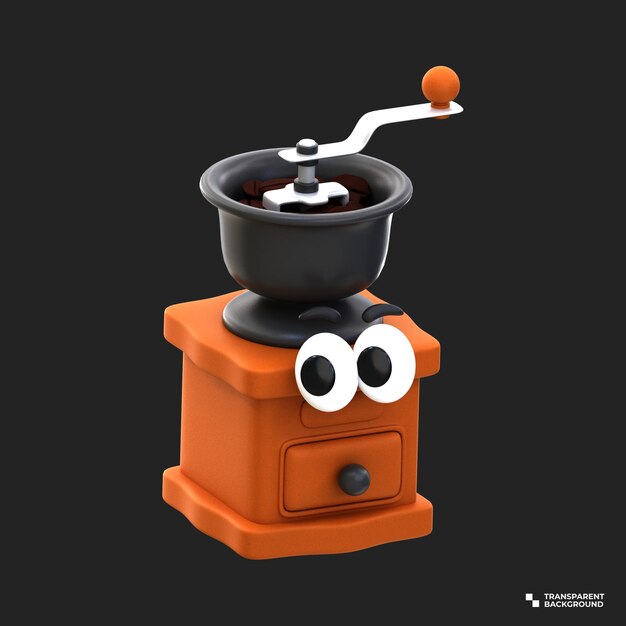 Renderización 3D de dibujos animados Icon serie de herramientas de cocina molinillo de café