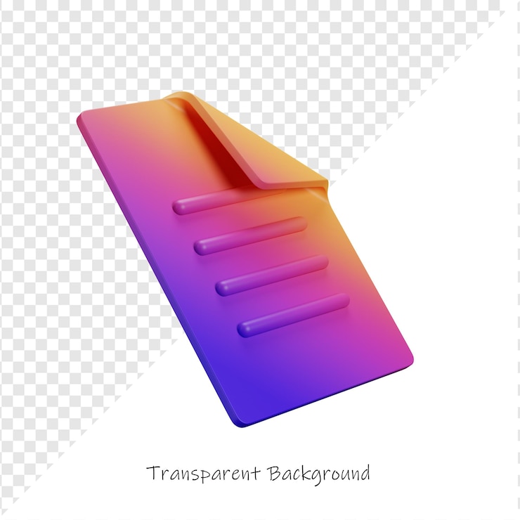 PSD renderización 3d de un documento colorido con efecto de gradiente