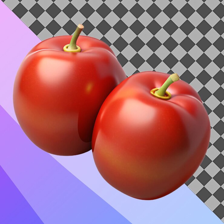 PSD renderización 3d de dos ciruelas rojas
