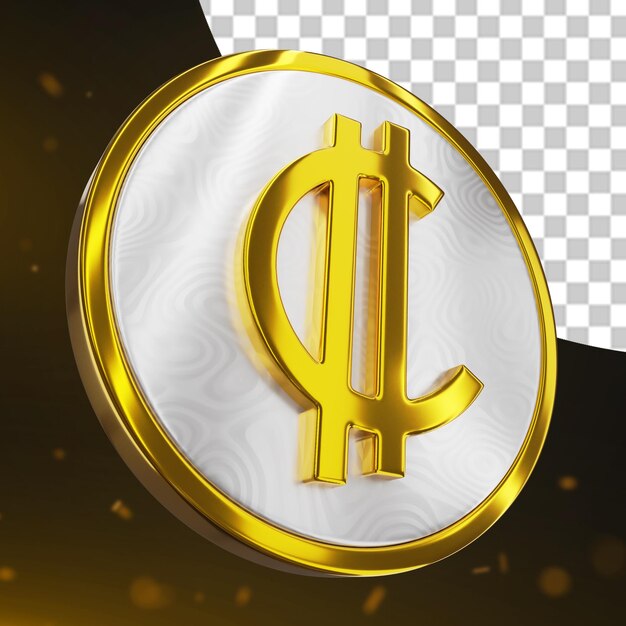 Renderización en 3D de los dos puntos de la moneda de oro