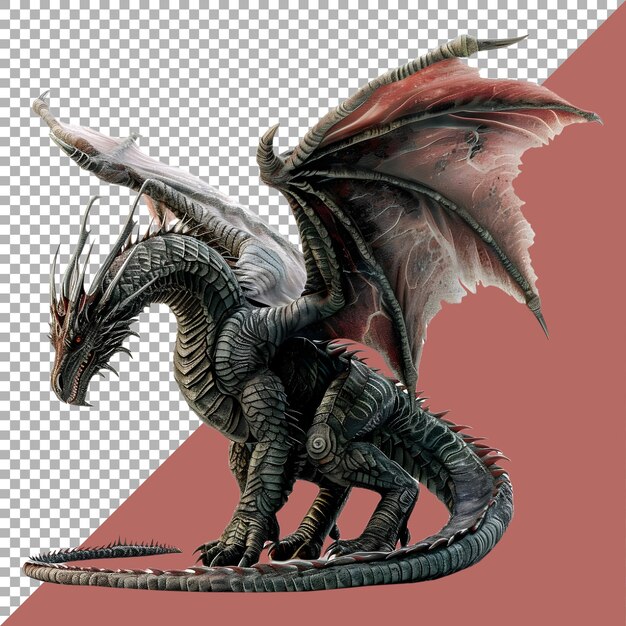 PSD renderización 3d de un dragón de terror en un fondo transparente generado por ai