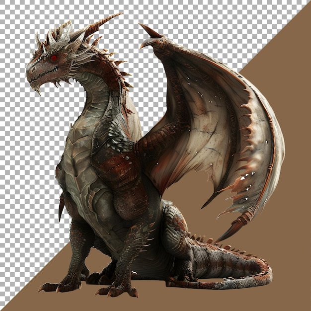 PSD renderización 3d de un dragón de terror en un fondo transparente generado por ai