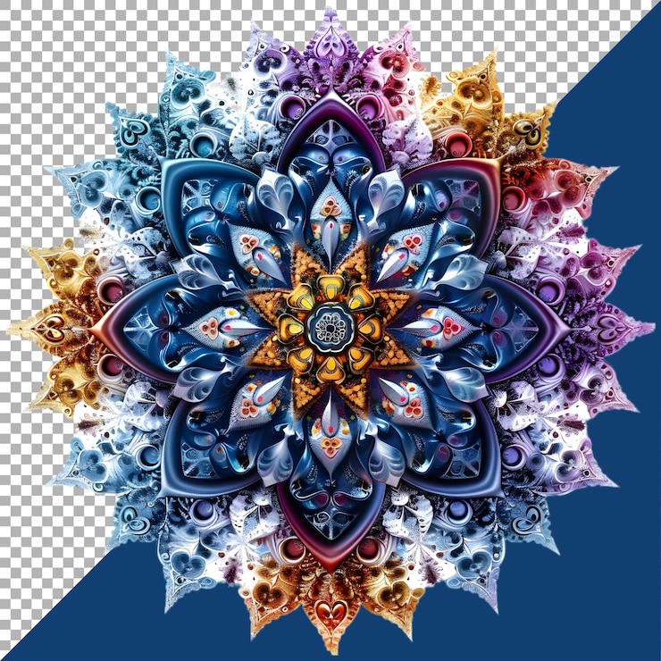 PSD renderización 3d de un elemento de arte de mandala indio en un fondo transparente generado por ai