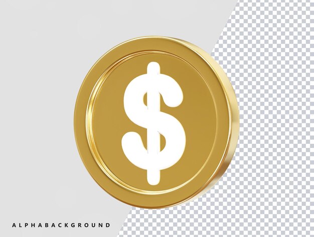 Renderización 3D del elemento del ícono del dólar
