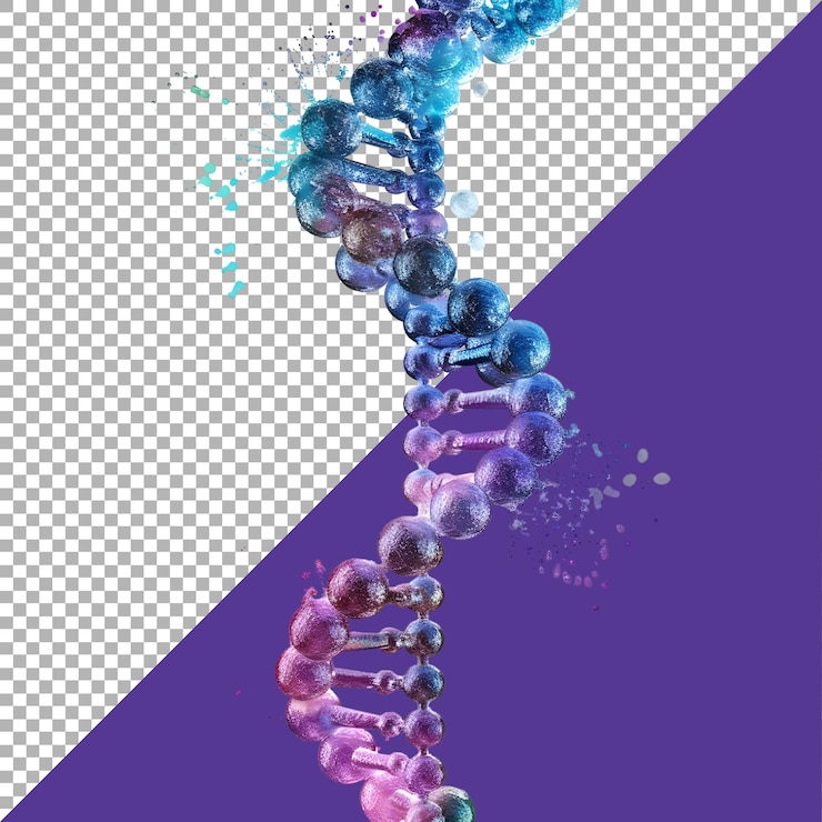 PSD renderización 3d de un elemento o molécula dns en un fondo transparente generado por ai