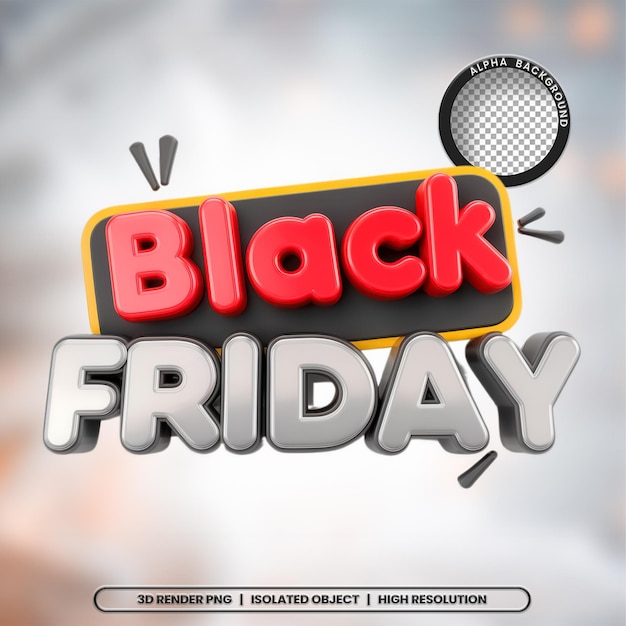 Renderización 3D del elemento de sello del viernes negro Icon PSD PNG