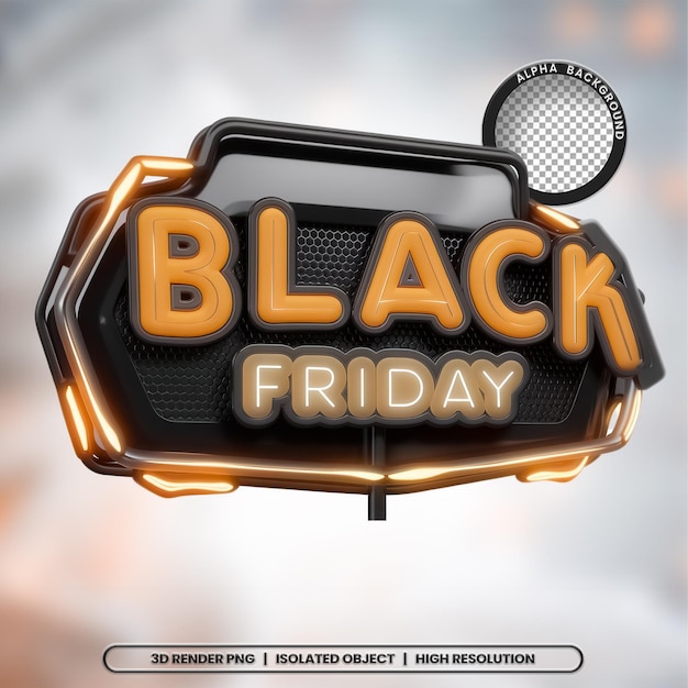 Renderización 3D del elemento de sello del viernes negro Icon PSD PNG