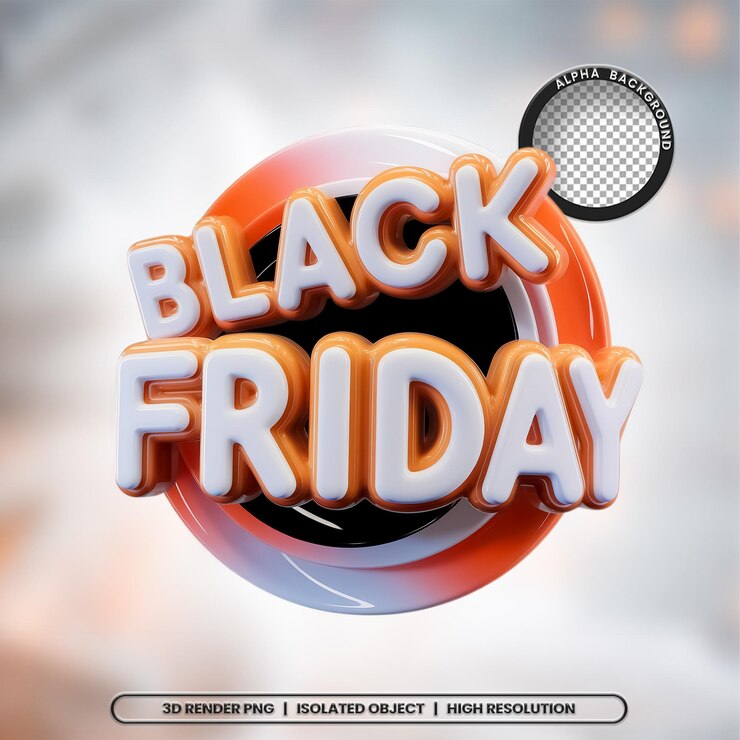 Renderización 3D del elemento de sello del viernes negro Icon PSD PNG