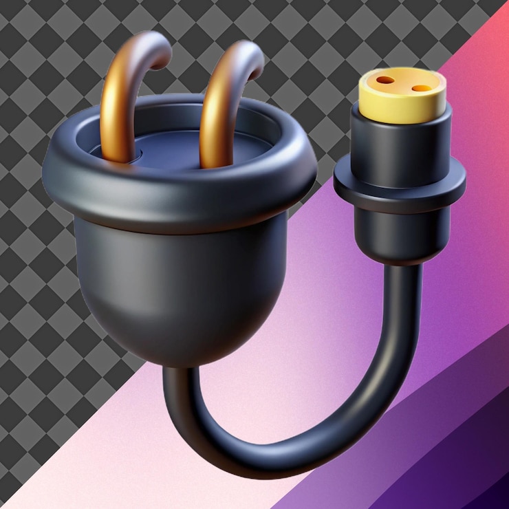 PSD renderización 3d de enchufe y enchufe eléctrico