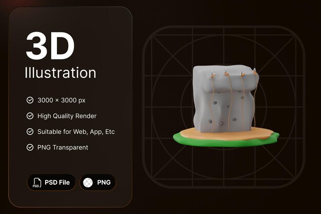 Renderización 3D de escalada en roca concepto de aventura al aire libre diseño de ilustraciones de íconos modernos