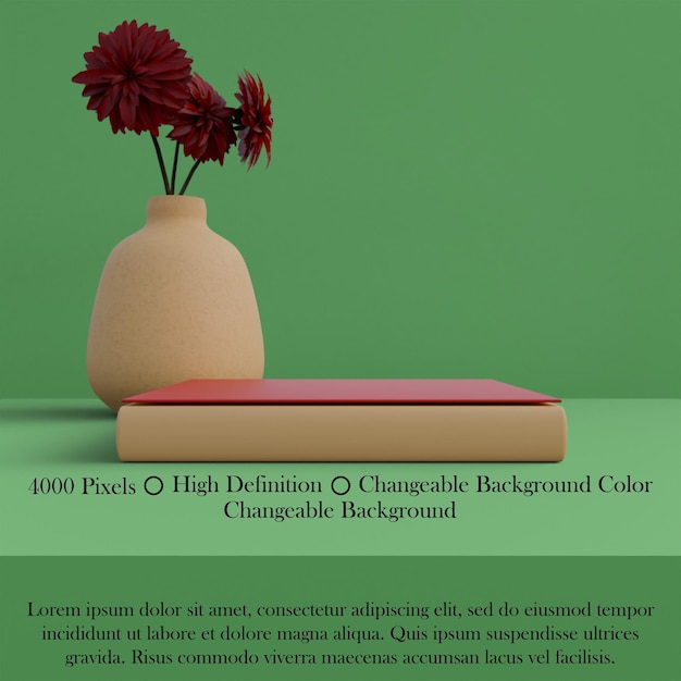 Renderización 3D de la escena mínima para la presentación de la exhibición del producto con color elegante para su diseño