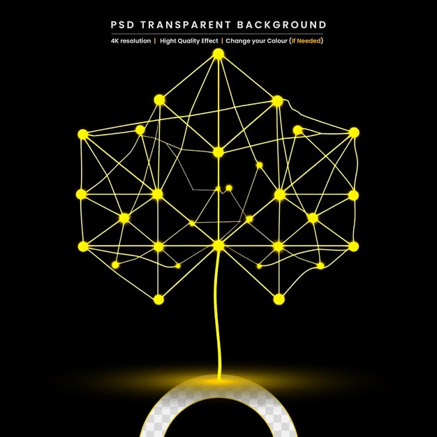 PSD renderización 3d de la esfera geométrica dorada en un fondo transparente