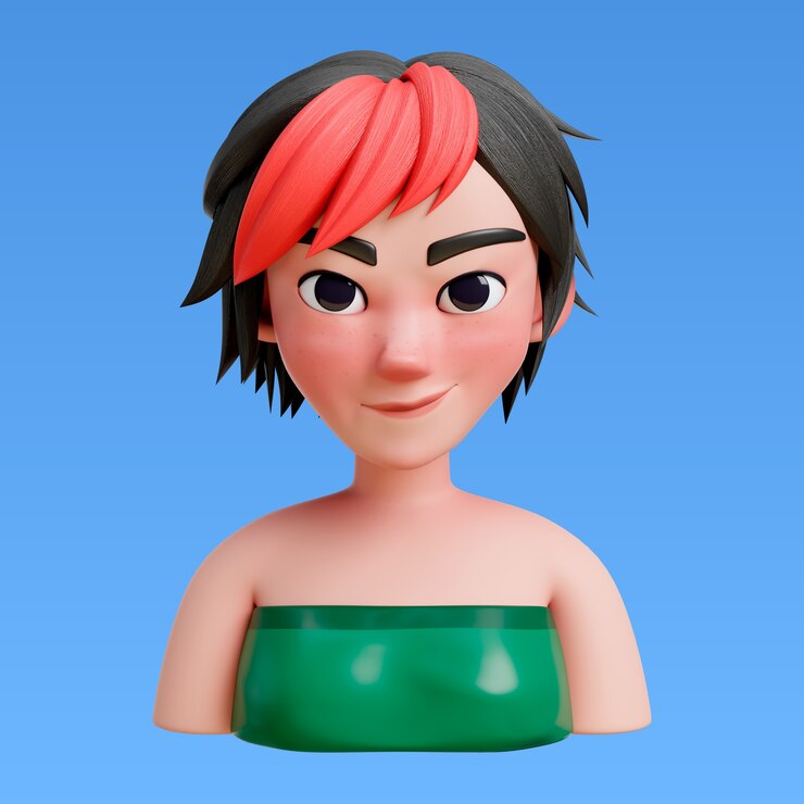 PSD renderización 3d del estilo de cabello para el diseño del avatar