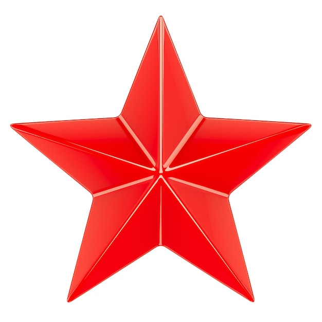 Renderización en 3D de la estrella roja aislada en un fondo transparente