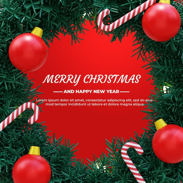 Renderización 3D con Feliz Navidad y concepto de Año Nuevo