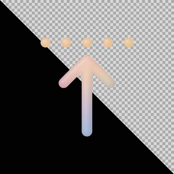 PSD renderización 3d de la flecha hasta el icono de línea punteada