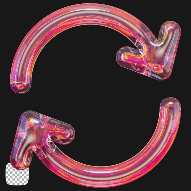 PSD renderización 3d de flecha de vidrio de dispersión en un fondo transparente