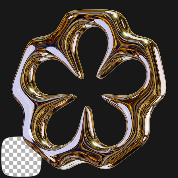 Renderización 3D de la flor de oro en un fondo transparente