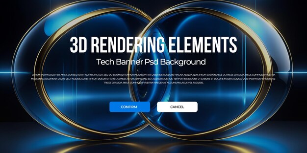 Renderización 3D de flujo de metal de lujo fondo elemento de banner psd