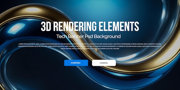Renderización 3D de flujo de metal de lujo fondo elemento de banner psd