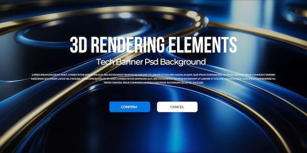Renderización 3D de flujo de metal de lujo fondo elemento de banner psd