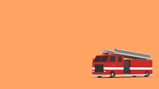 Renderización 3D del fondo del camión de bomberos