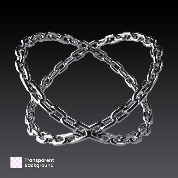 PSD renderización 3d de la forma abstracta de la cadena de cromo