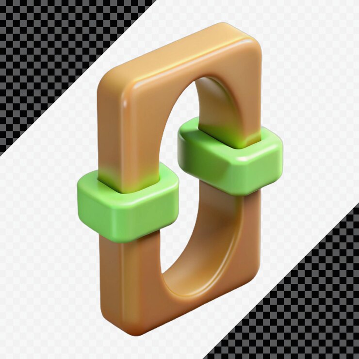 PSD renderización 3d de una forma entrelazada con colores naranja y verde